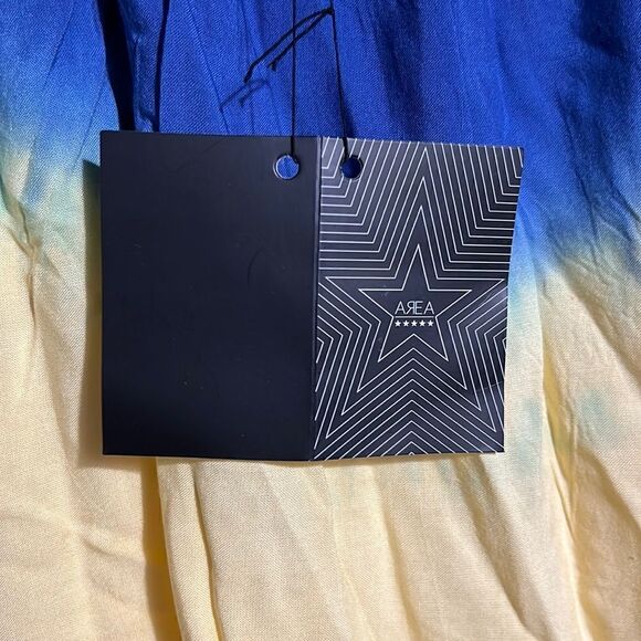 AREA multi-ombre flutter dress maxi yellow blue pink tie dye Medium NWT - Picture 3 of 5